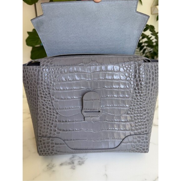 SENREVE MIDI MAESTRA Dragon Storm Grey Croc Leather Silver Convertible Bag Italy main image 16
